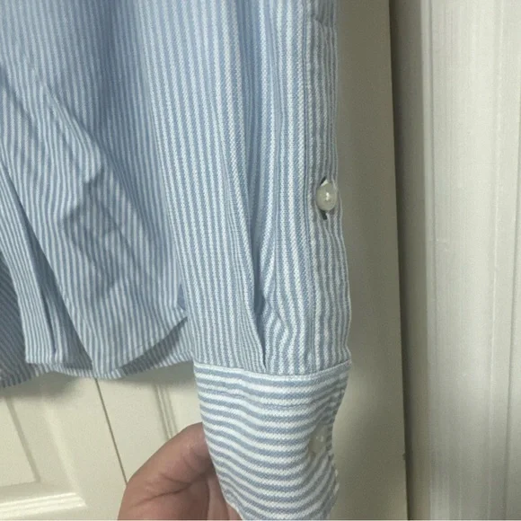 Boss Light Blue Fine-Striped Mens Dress Shirt A49 - Picture 5 of 13